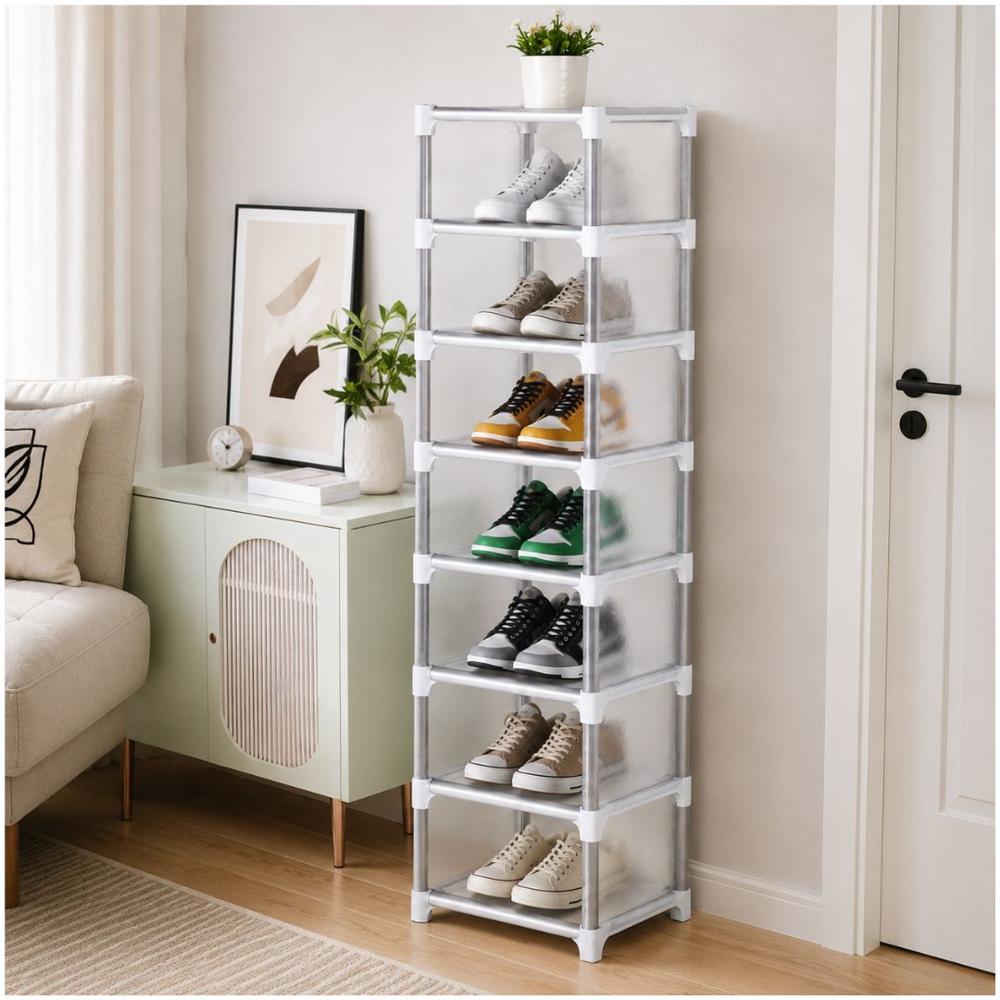 Organizador de Zapatos Zapatera 8 niveles Para 7 Pares 122x27x26cm Blanco
