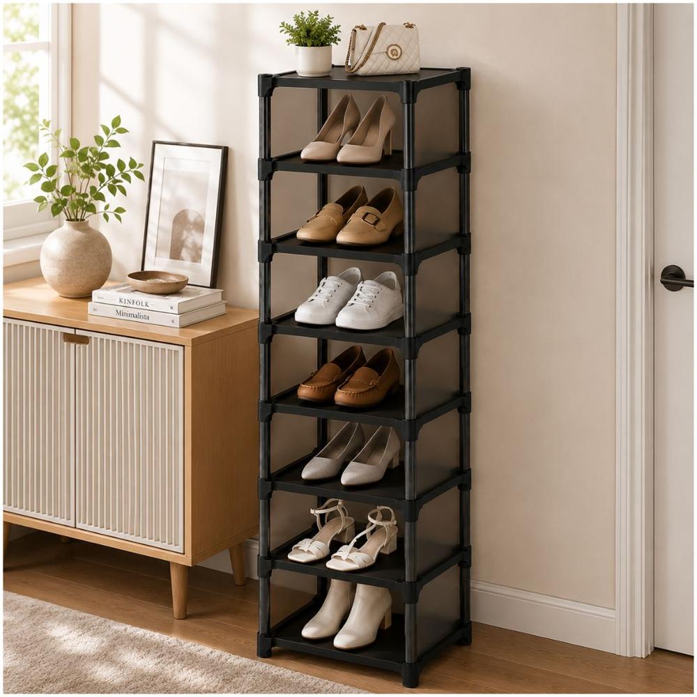 Organizador de Zapatos Zapatera 8 niveles Para 7 Pares 122x27x26cm Negro