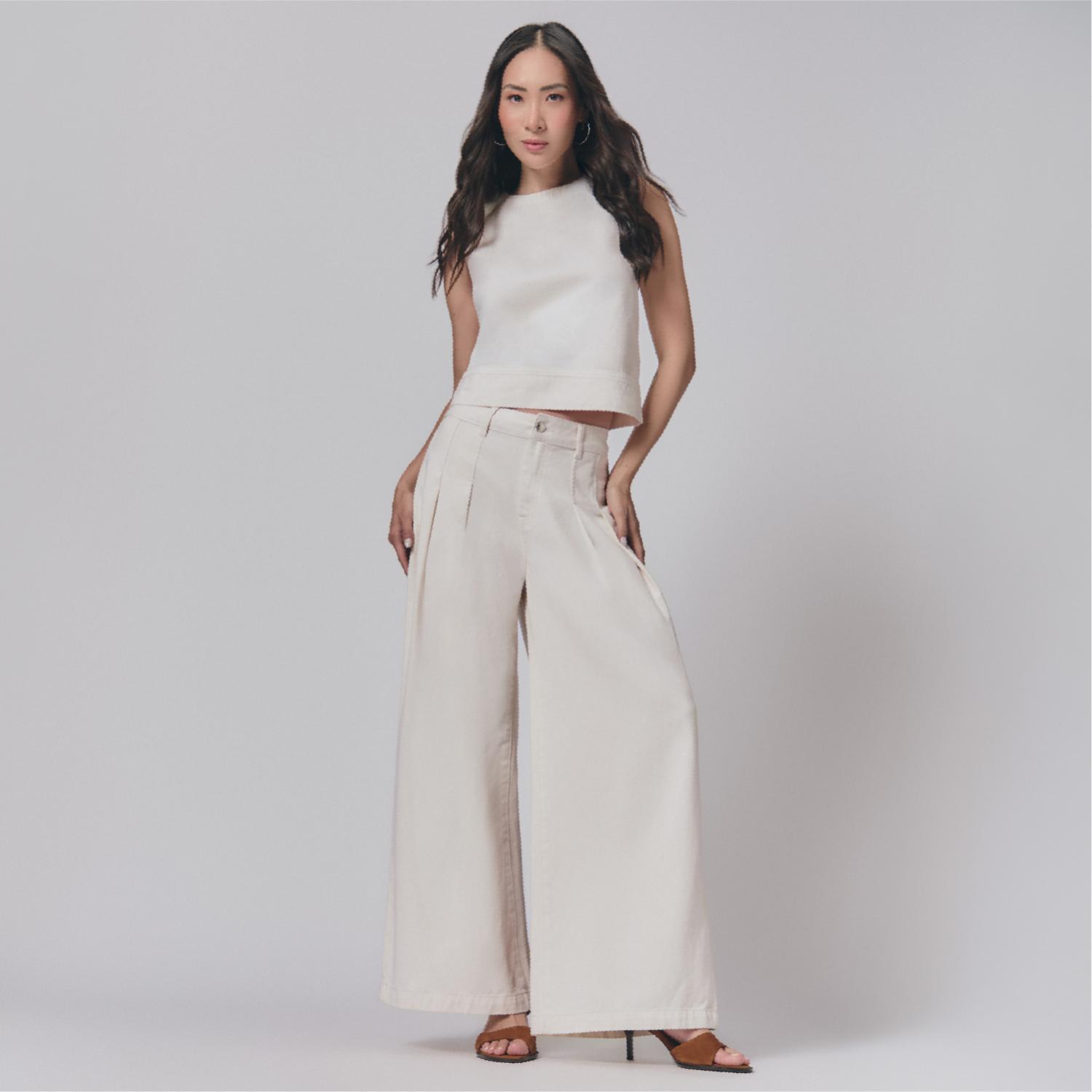 Jean Mujer Pinzas Malabar Palazzo Hueso 32
