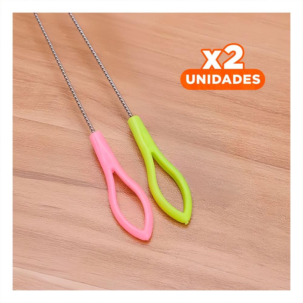 Pack2 Brocha que Facilita Higiene Completa de Cañitas 2pzs 19.5cm Verde y Rosado Y Papel Regalo