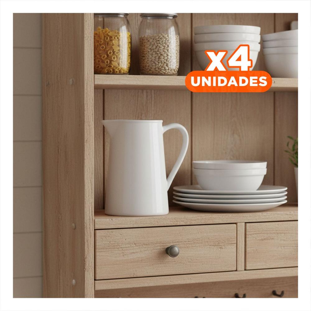 Pack4 Recipiente Decorativo de Ceramica Blanco para Hogar y Comedor Principal Y Regalo Sticker