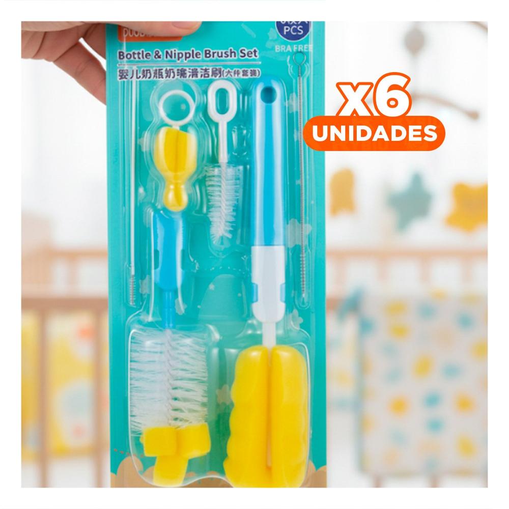 Pack6 Escobillon Suave que Protege Accesorios Delicados 6pzs Base Celeste