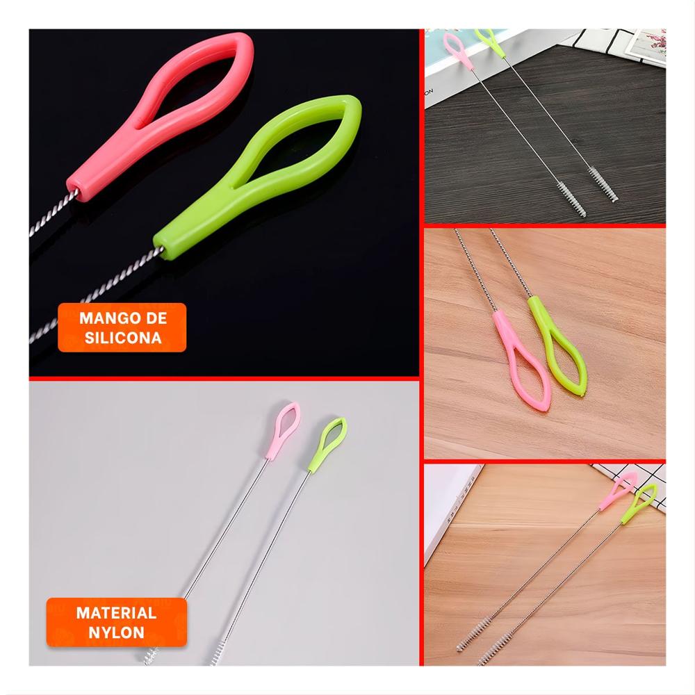 Cepillo para Uso Diario y Cuidado Completo 2pzs 19.5cm Verde y Rosado Y Ligas Regalo