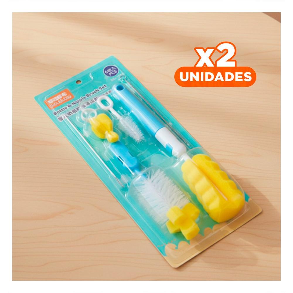 Pack2 Brocha Suave que Protege Tetinas Delicadas 6pzs Base Celeste Y Papel Regalo