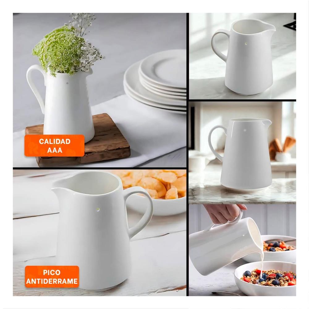 Jarro de Ceramica Blanco para Mesa Principal y Comedor Diario Y Ligas Regalo