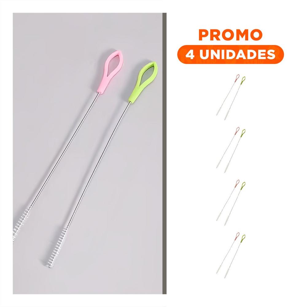 Pack4 Brocha con Base que Protege Accesorios durante la Limpieza 2pzs 19.5cm Verde y Rosado