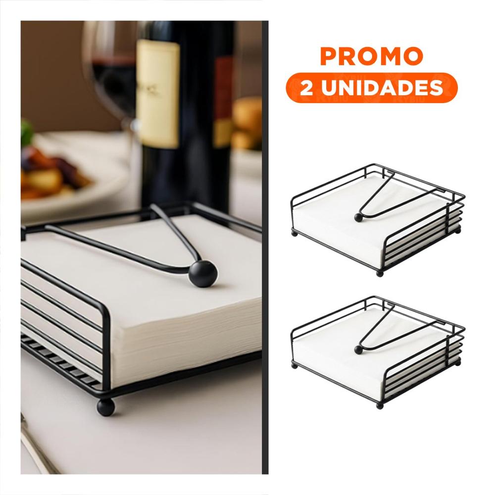 Pack2 Portaservilletas Clasico de Hierro de Color Negro con Brazo Superior Y Regalo Sticker