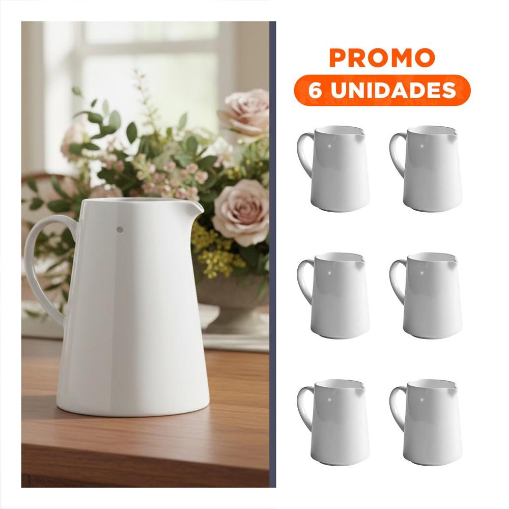 Pack6 Jarro Decorativo de Ceramica Blanco para Comedor Principal Y Regalo Sticker