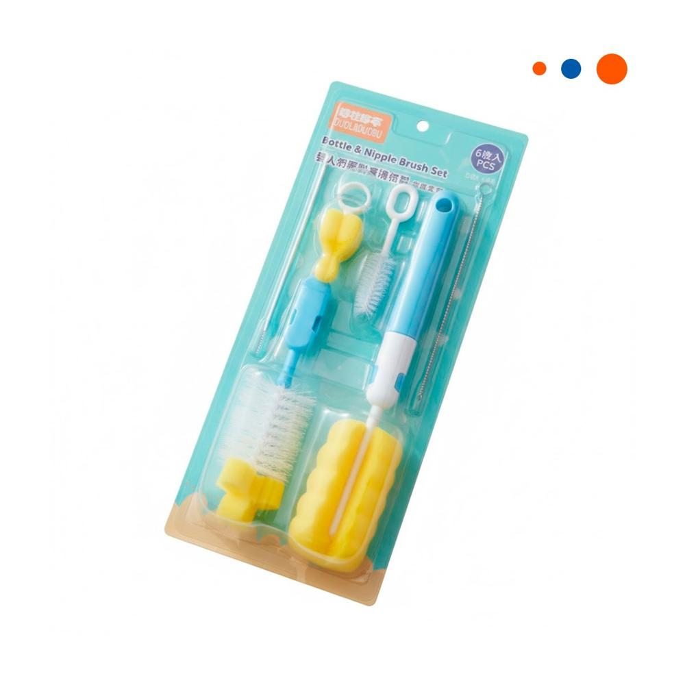 Escobilla Compacta para Higiene Rapida y Facil 6pzs Base Celeste Y Regalo Sticker