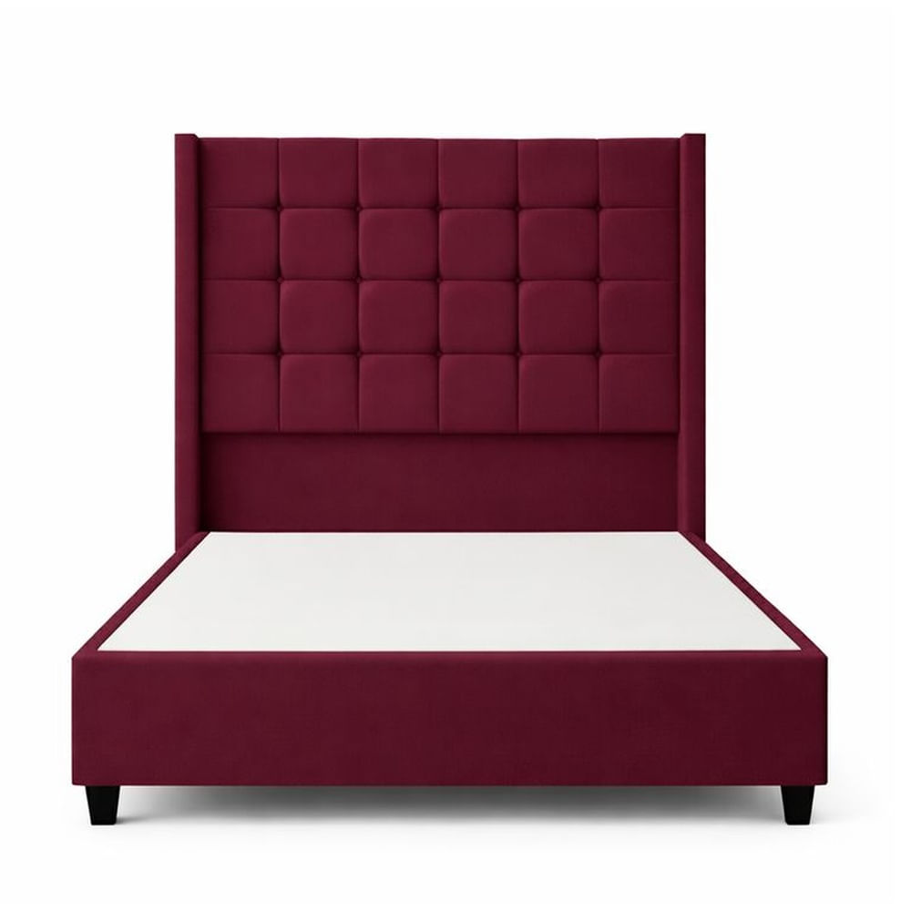 Cama Tapizada Confort Cubo Guinda 1.5 Plz Guinda