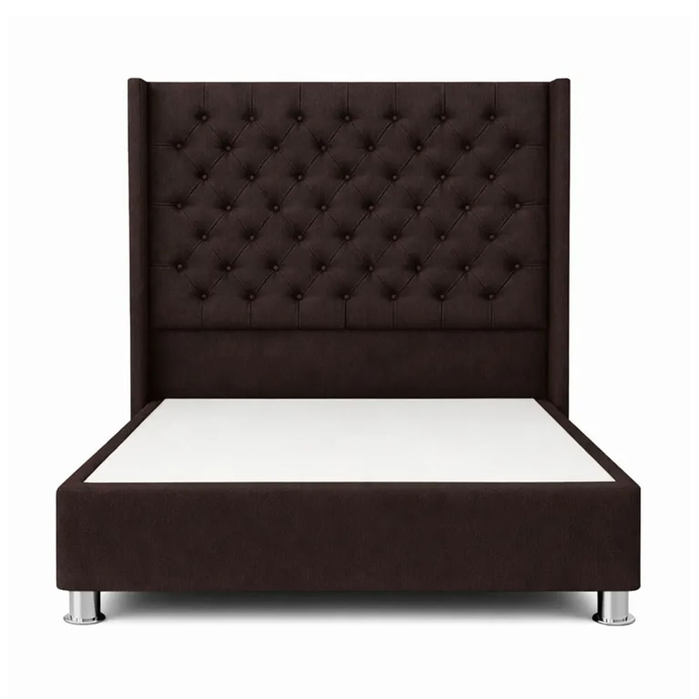 Cama Tapizada Confort Capitoné Cromo Chocolate 1.5 Plz Chocolate