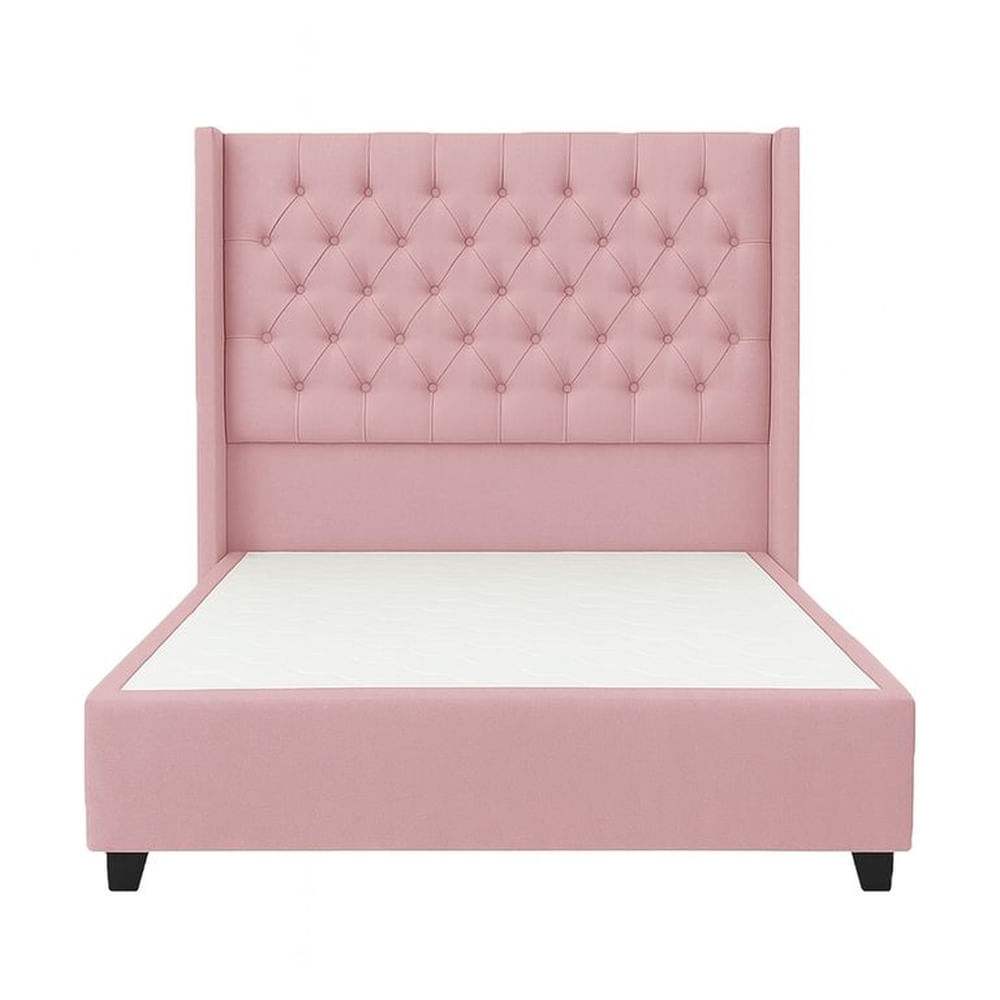 Cama Tapizada Confort Capitoné Rosado 1.5 Plz Rosado