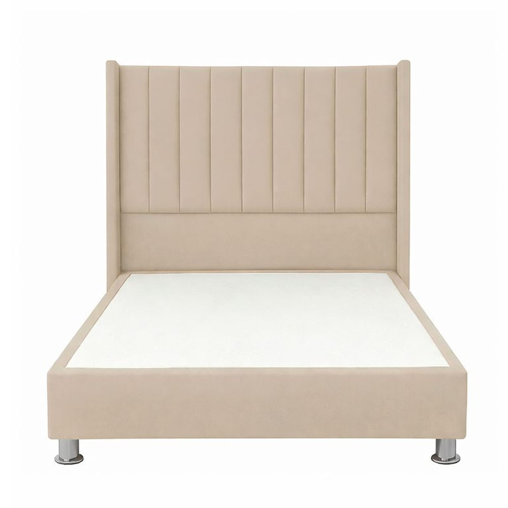 Cama Tapizada Confort Lineal Cromo Beige 1.5 Plz Beige