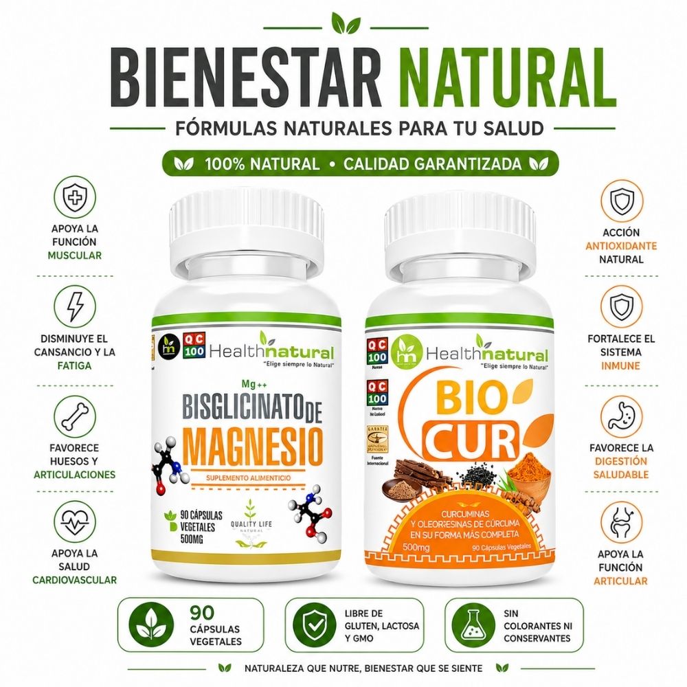 BISGLICINATO DE MAGNESIO HEALTHNATURAL Y BIOCUR HEALTHNATURAL 500MG