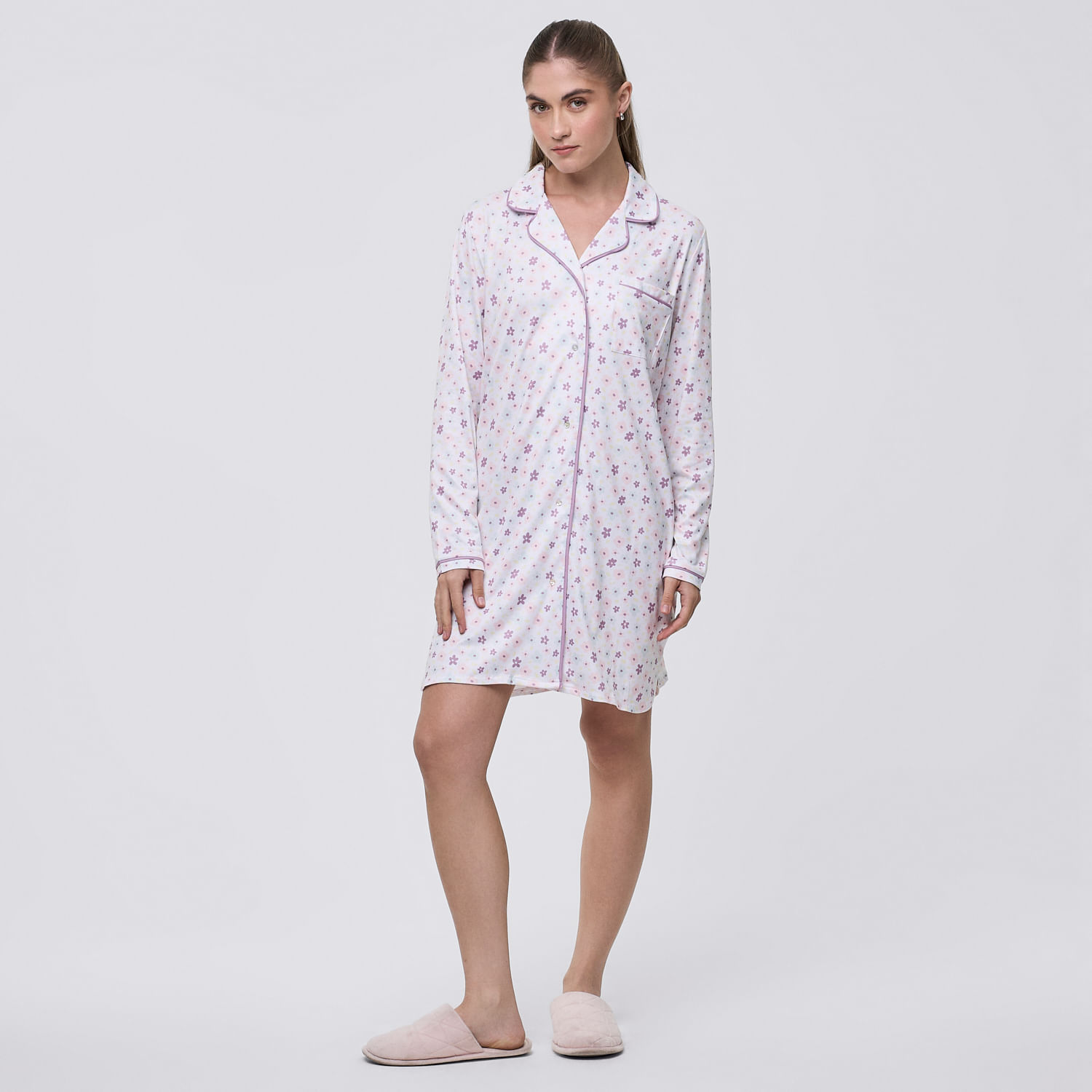Camisón Pijama Mujer Camisera Soft Hypnotic Manga Larga Blanco Talla M