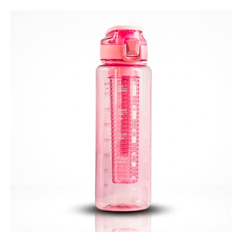 Termo con Filtro 1000 ml Rosado Transparente para Bebidas en Movimiento YRegalo Sticker