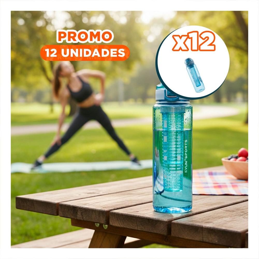 Pack12 Recipiente de Hidratacion con Filtro 1000ml Azul Transparente para Uso YPapel Regalo