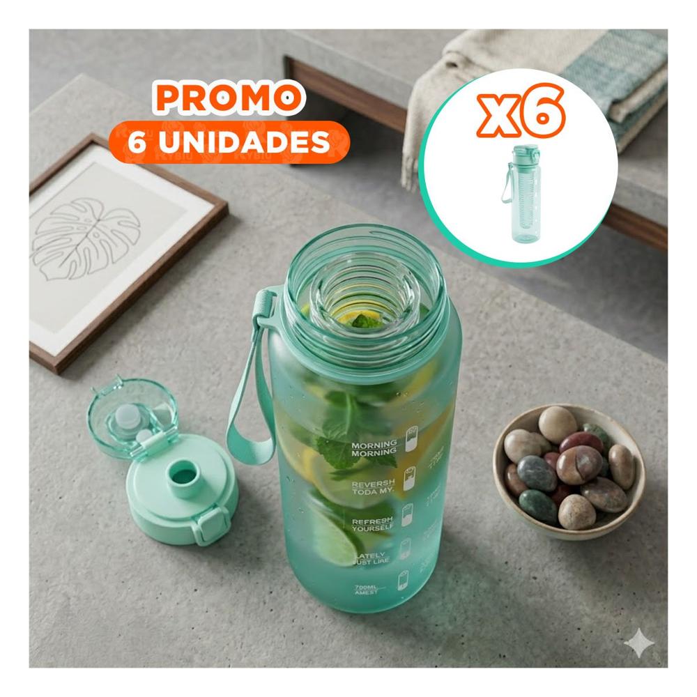Pack6 Suministro de Agua con Filtro 1000ml Verde Transparente para Actividades YPapel Regalo