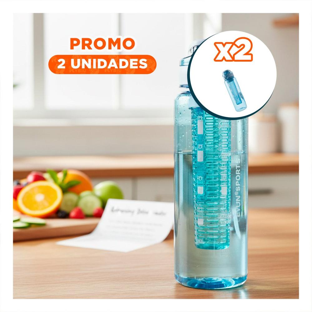 Pack2 Hidratador de Agua con Filtro 1000ml Azul Transparente para Casa YPapel Regalo