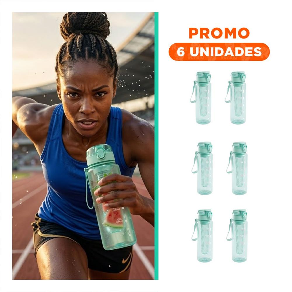 Pack6 Taza Reutilizable con Filtro 1000ml Verde Transparente y Mantener Bebida YRegalo Sticker