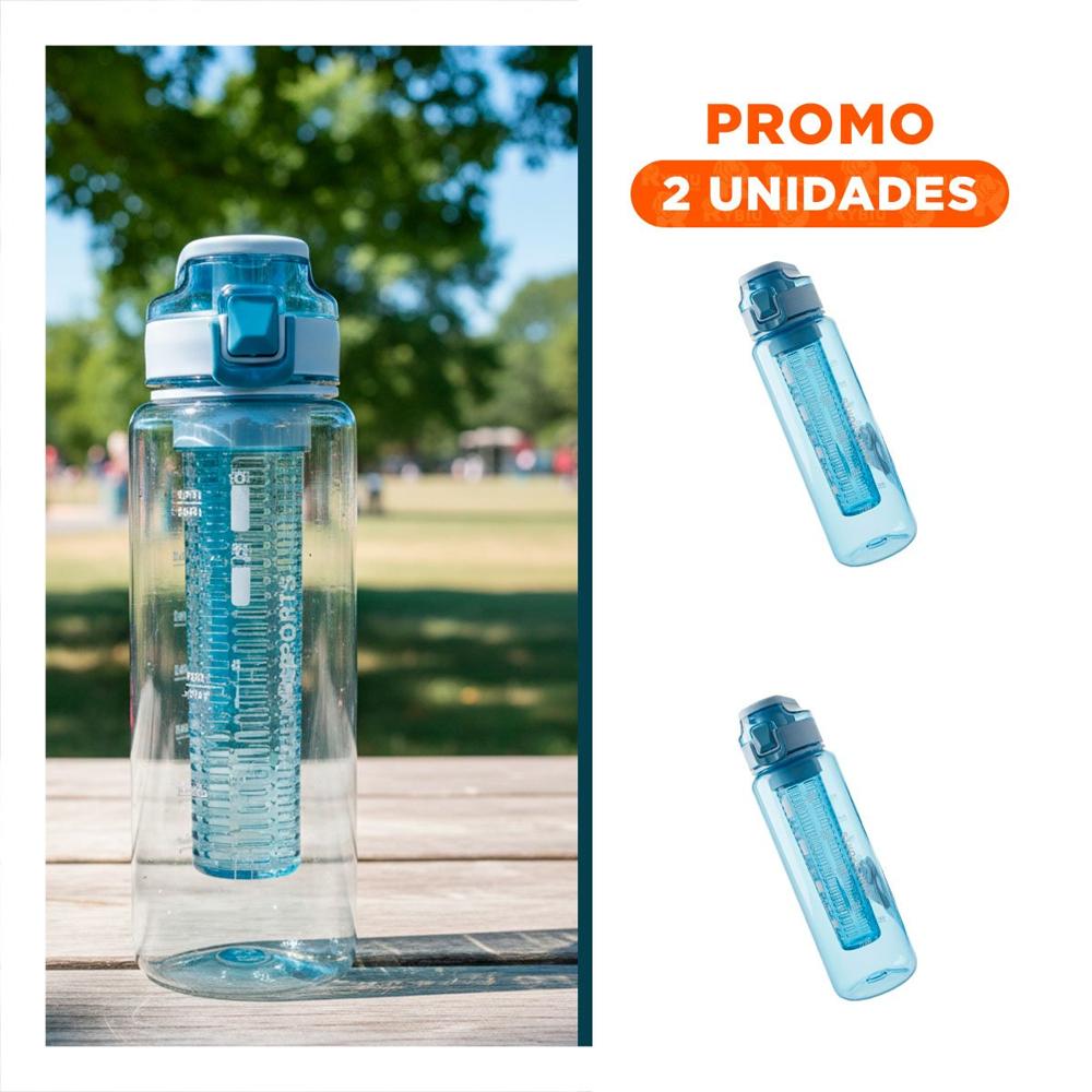 Pack2 Dispensador Reutilizable con Filtro 1000ml Azul Transparente para Bebida YRegalo Sticker