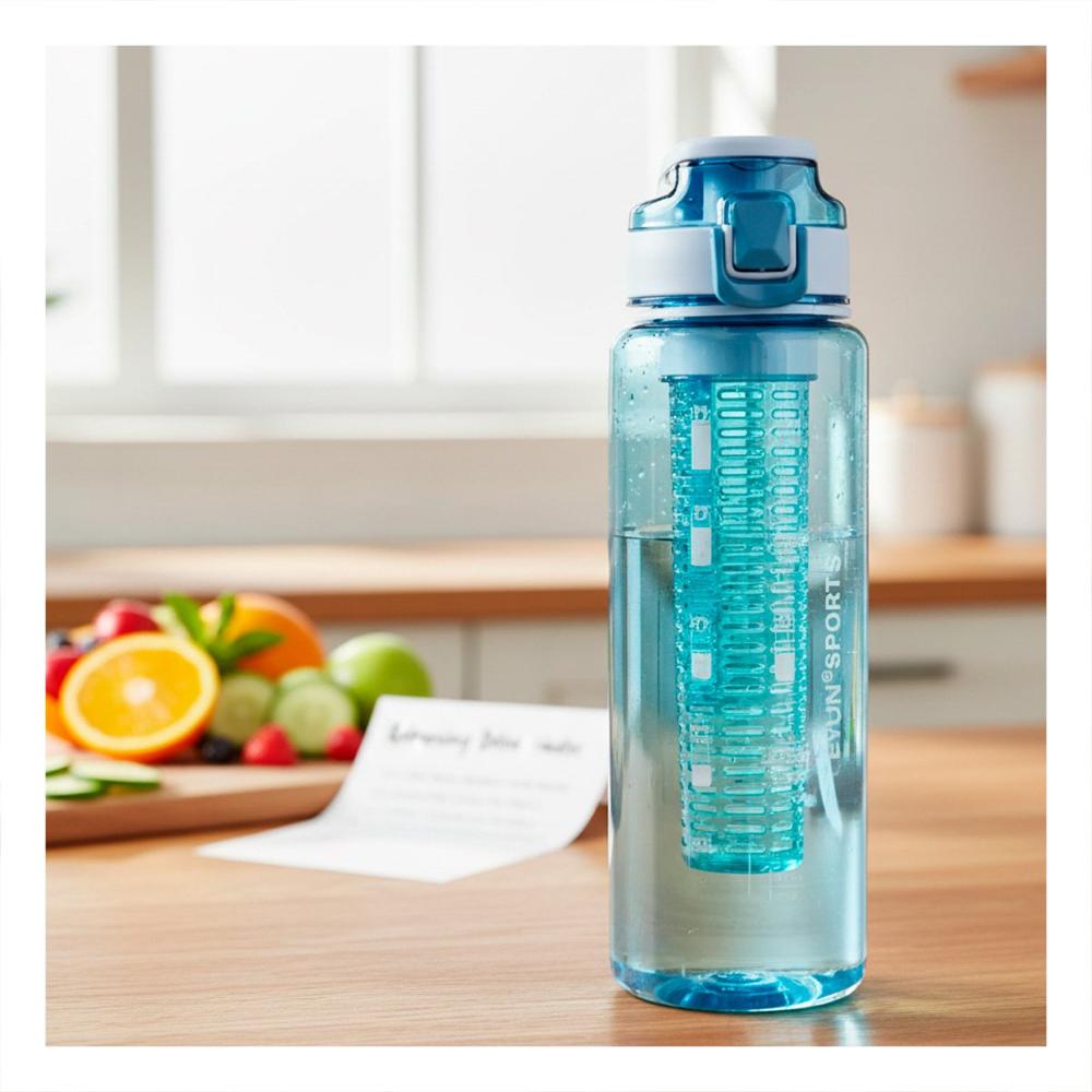 Botella con Filtro 1000ml Azul Transparente para Mantener Agua Fresca en Hogar YPapel Regalo