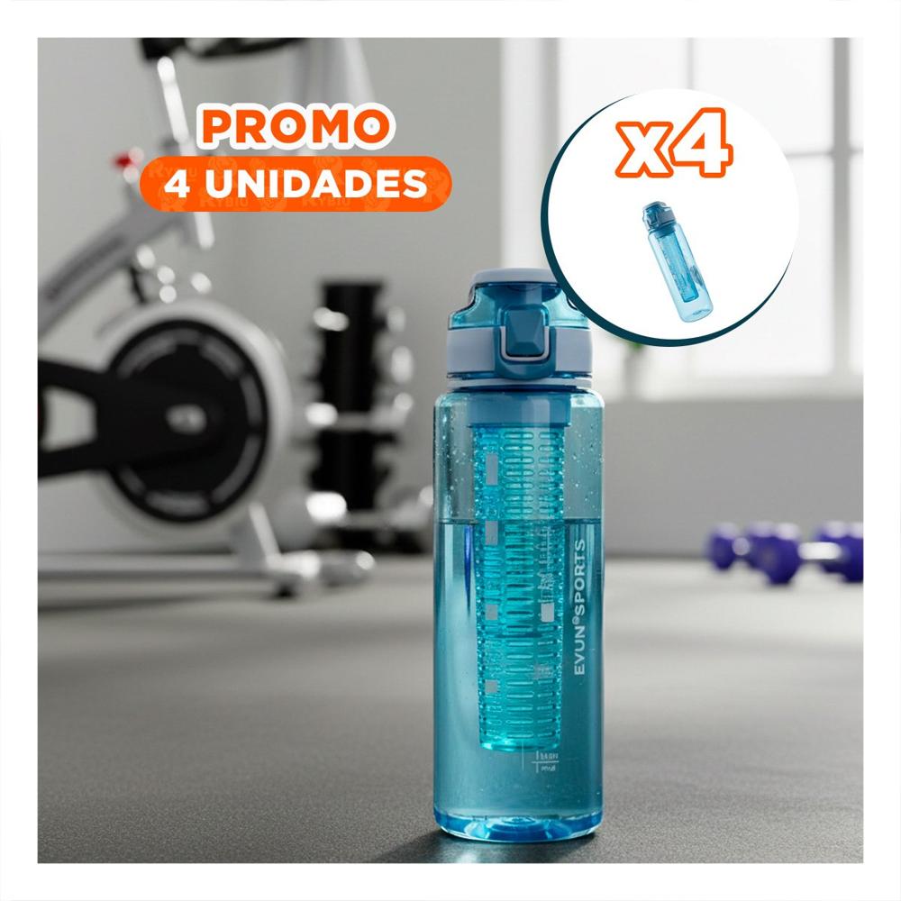 Pack4 Jarra Saludable con Filtro 1000ml Azul Transparente para Uso Diario YRegalo Sticker
