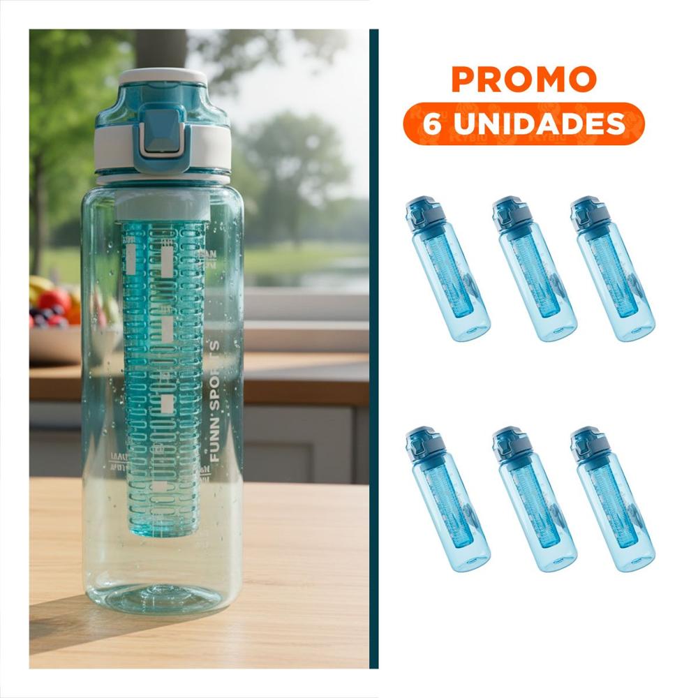 Pack6 Taza Reutilizable con Filtro 1000ml Azul Transparente para Mantener YRegalo Sticker