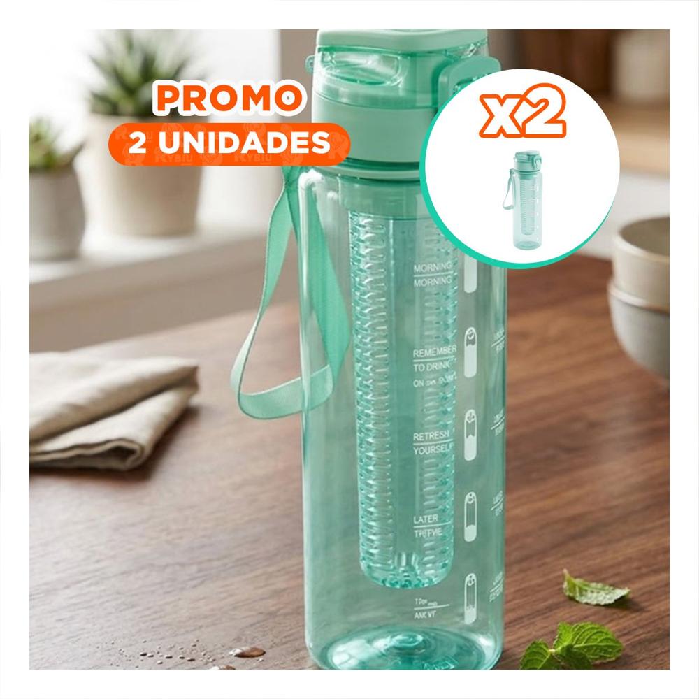 Pack2 Hidratador de Agua con Filtro 1000ml Verde Transparente para Casa YPapel Regalo