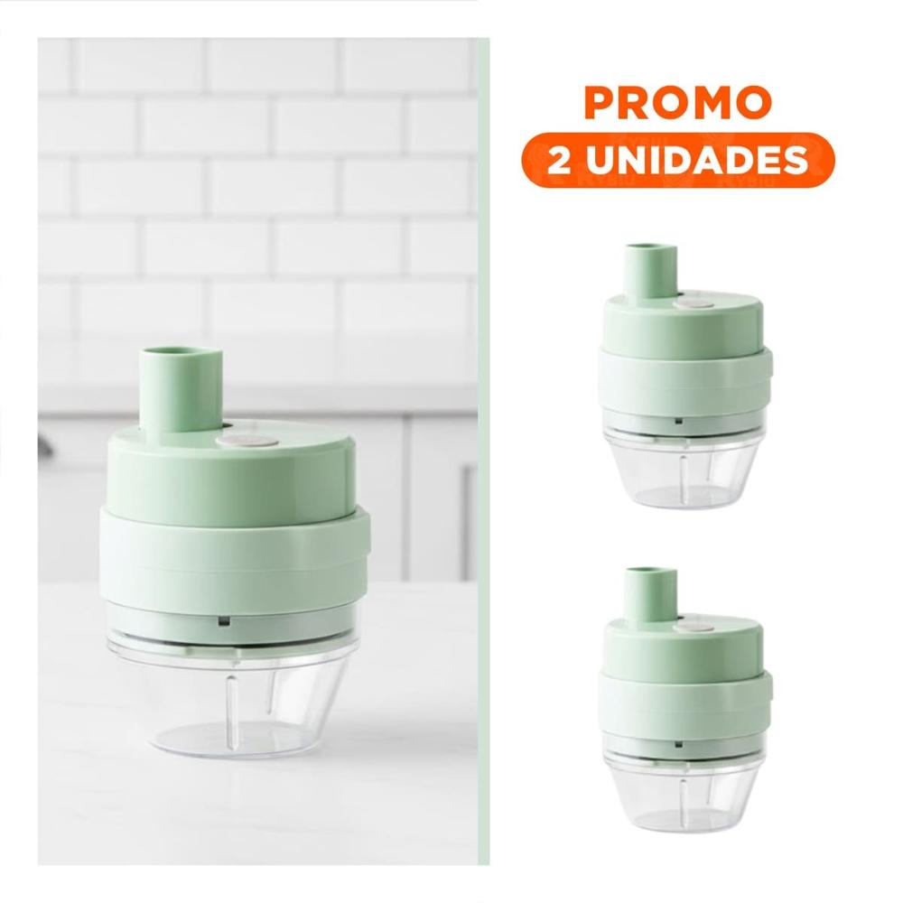Pack2 Triturador Portatil Recargable 4 en 1 Verde versatil para Cocina Y Regalo Sticker