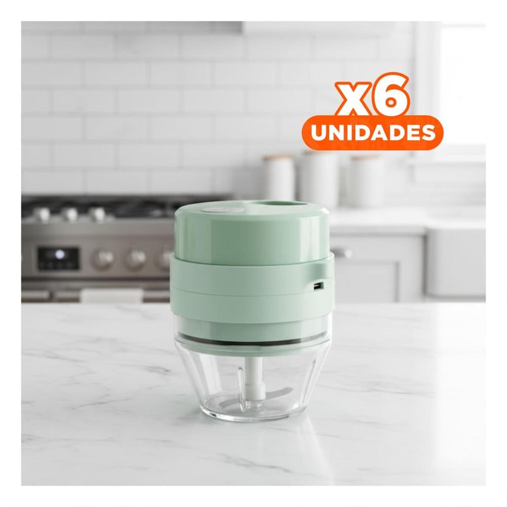 Pack6 Molino Compacto Recargable 4 en 1 Verde facil de Usar para Cocina Diaria