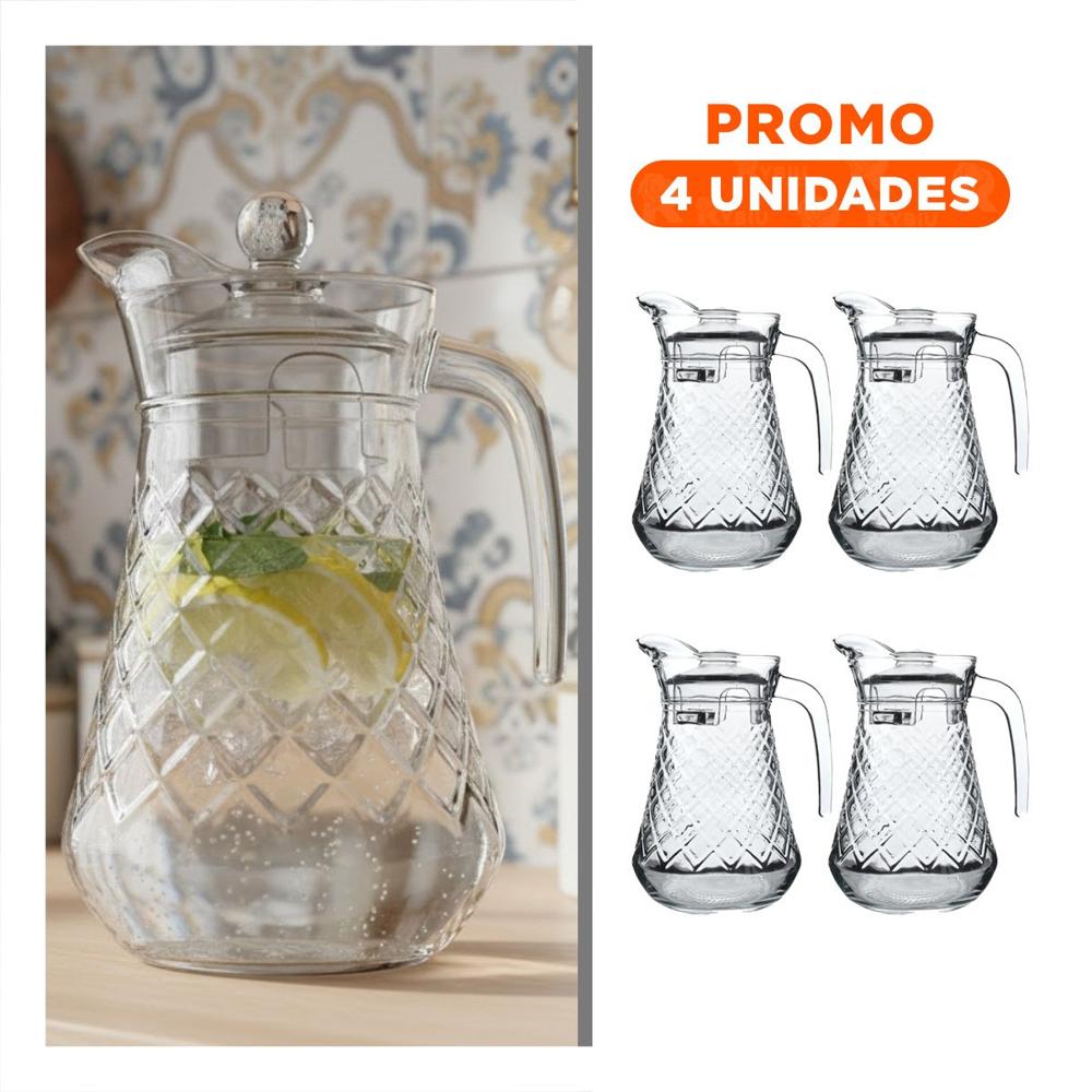 Pack4 Recipiente Decorativo con Textura Rombos 1400 ml