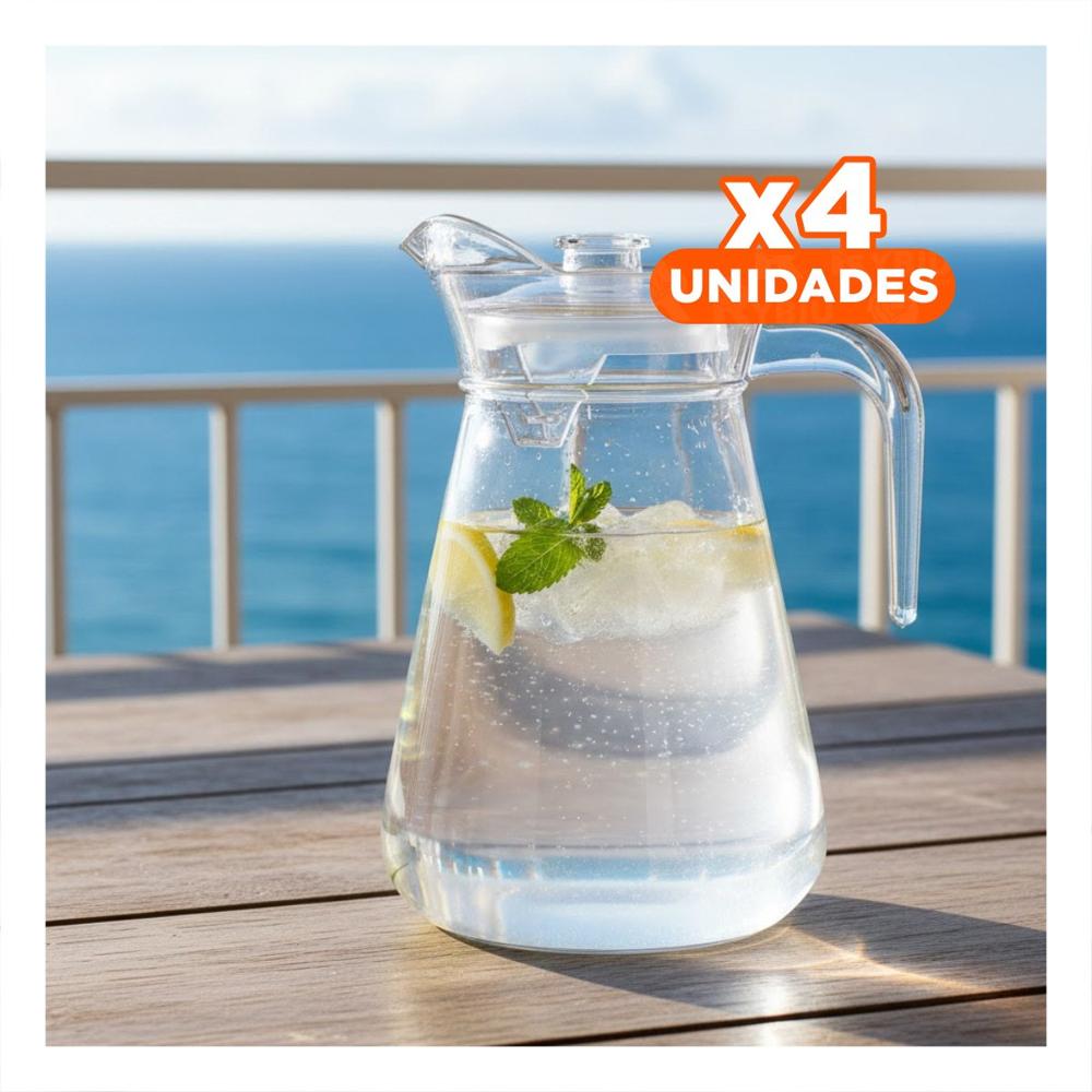 Pack4 Recipiente de Mesa en Vidrio con Tapa 1300 ml Y Papel Regalo