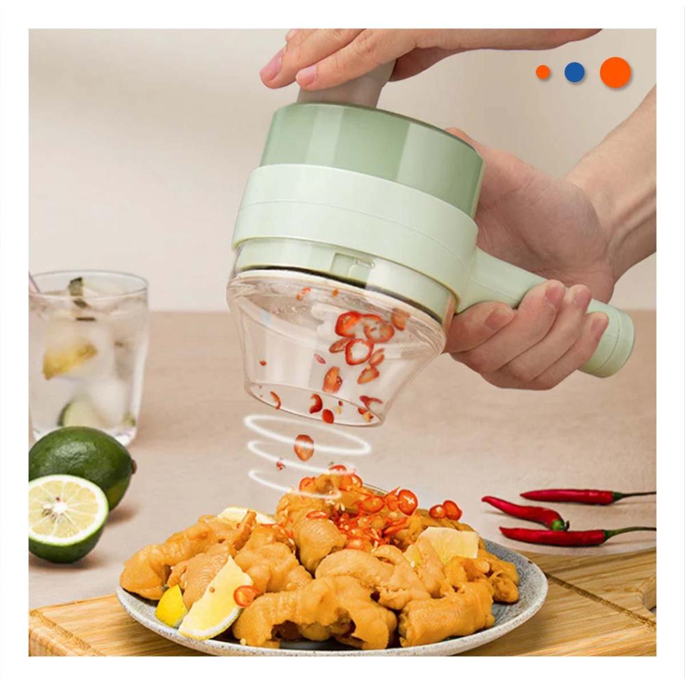Picador Compacto Recargable 4 en 1 Verde facil de Usar para Verduras y Frutas Y Papel Regalo