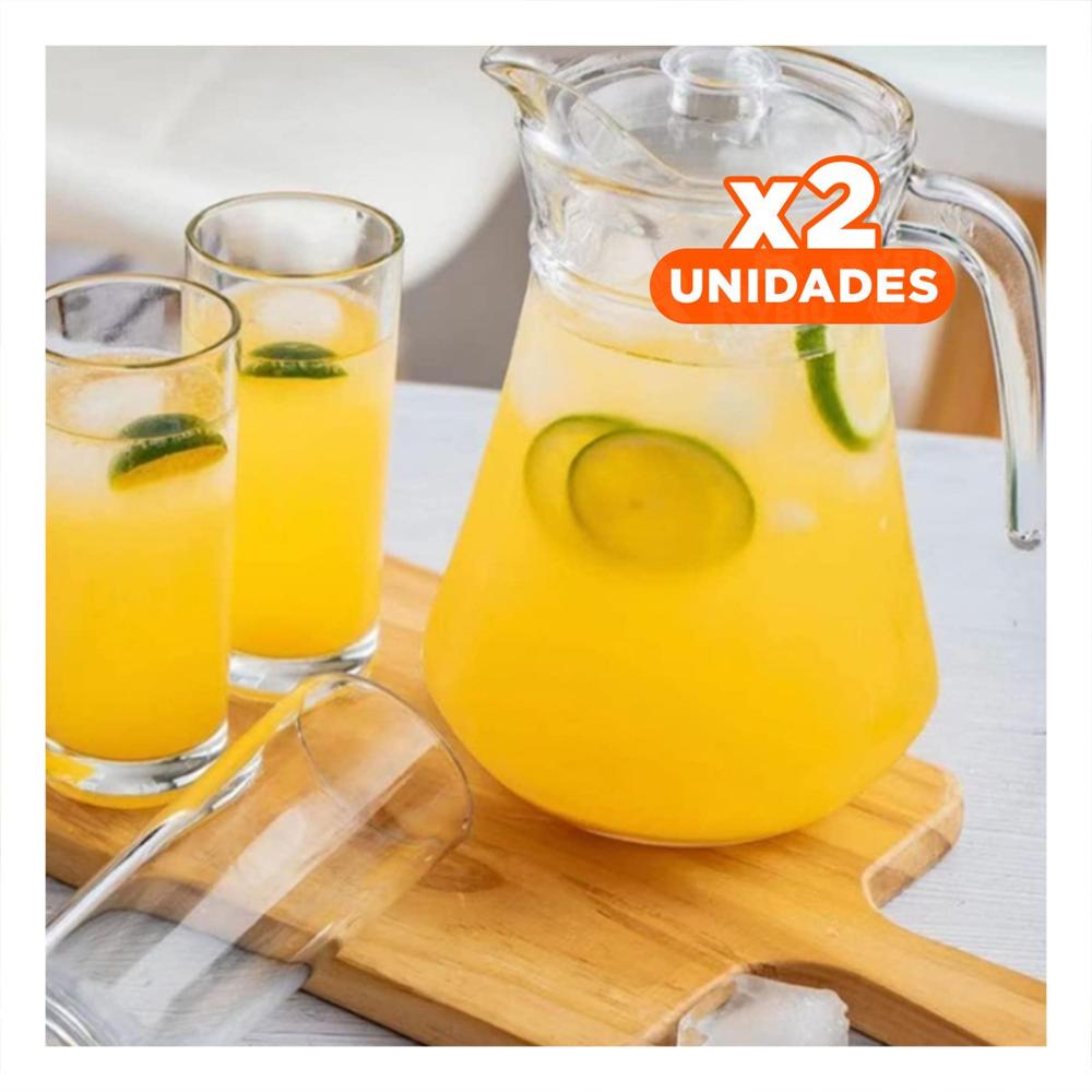 Pack2 Recipiente de Vidrio con Tapa Diseno Liso 1300 ml Transparente