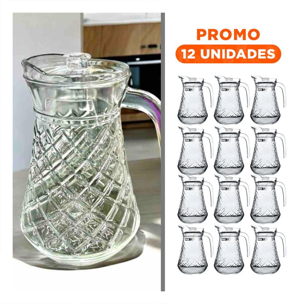 Pack12 Vaso de Cocina en Vidrio con Tapa 1400 ml