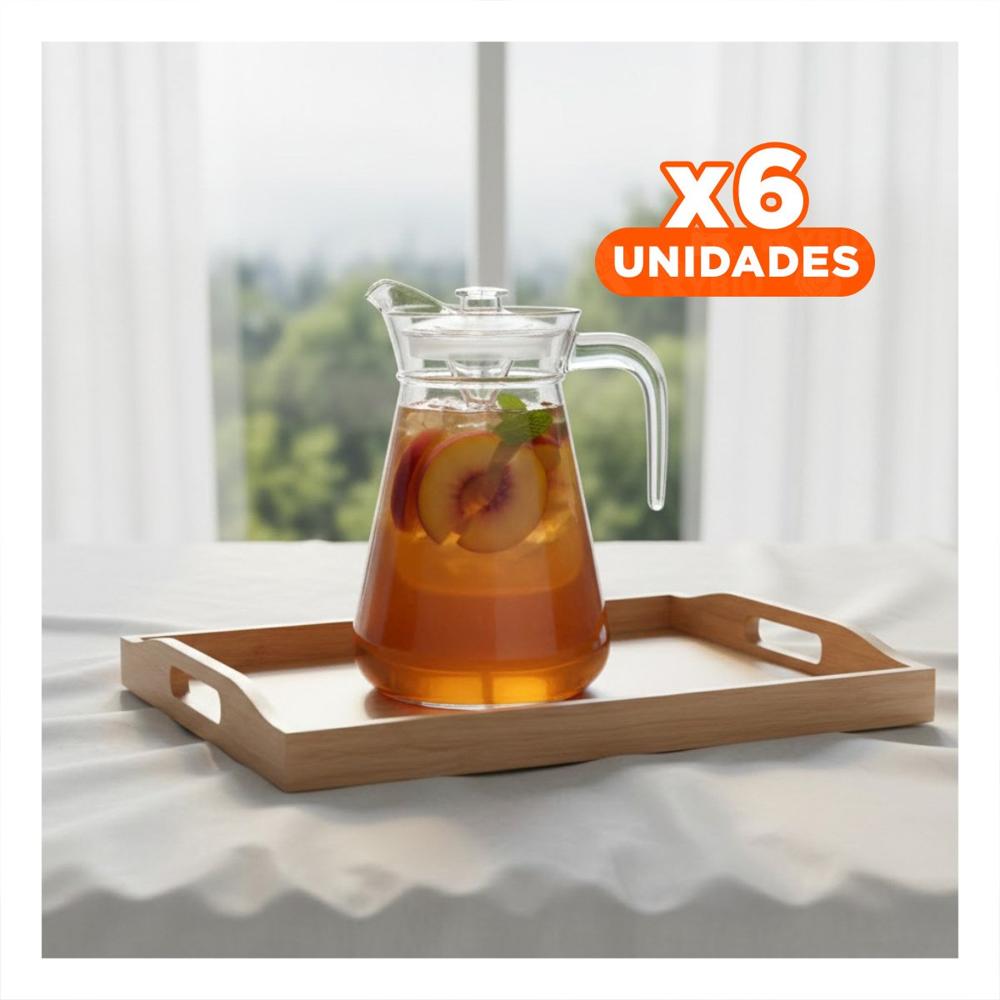 Pack6 Vaso de Vidrio Transparente con Tapa 1300 ml