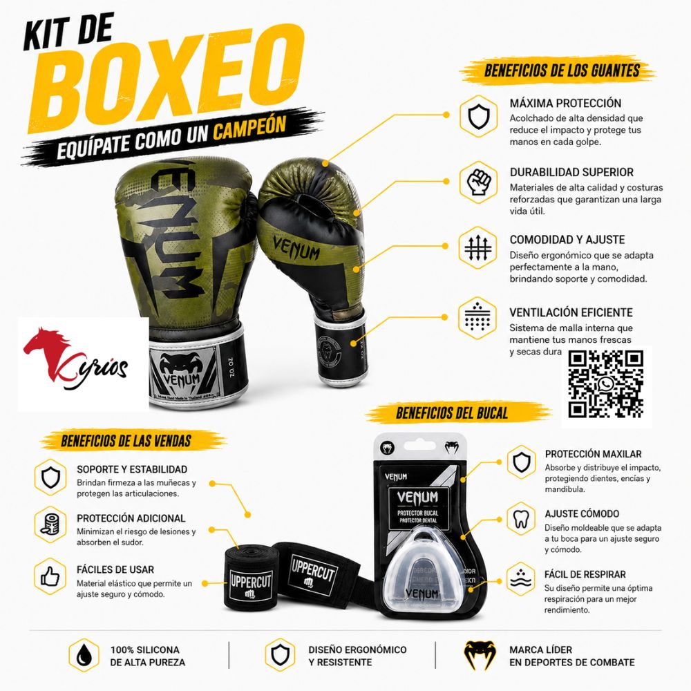 GUANTES DE BOX VENUM VERDE CON NEGRO 12 OZ MAS BUCAL VENUM