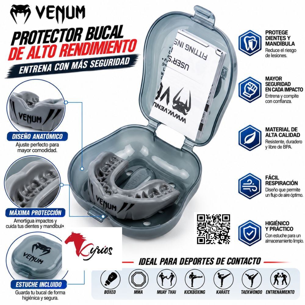 GUANTES DE BOX VENUM PLOMO CON NEGRO 14 OZ MAS BUCAL VENUM