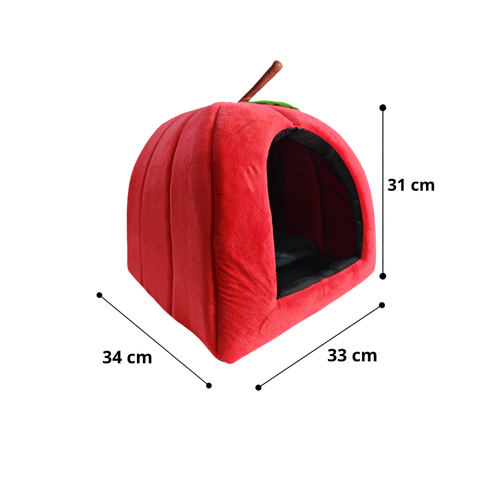 Cama Iglú Manzana Para Perros y Gatos Talla M - ROJO