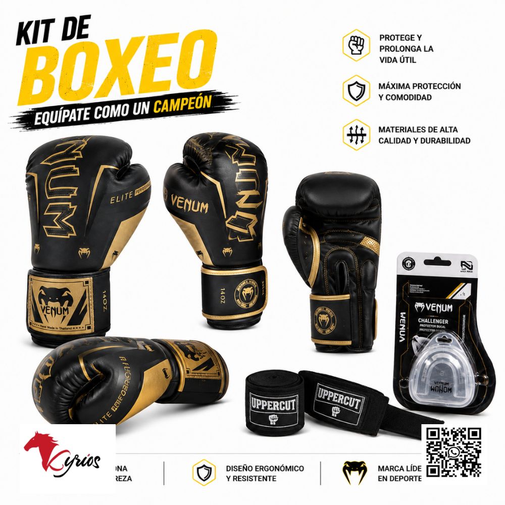GUANTES DE BOX VENUM AMARILLO CON NEGRO 14 OZ MAS BUCAL VENUM
