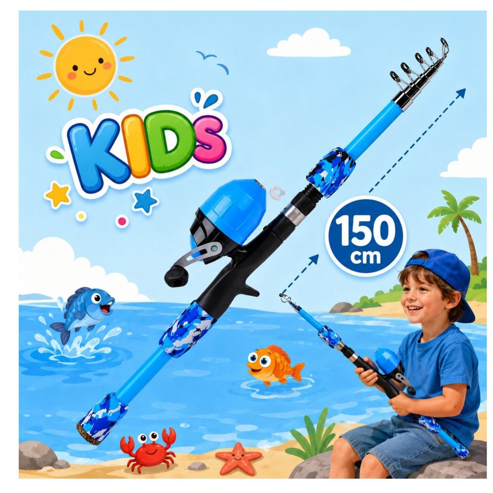CAÑA DE PESCAR AZUL PARA NIÑOS