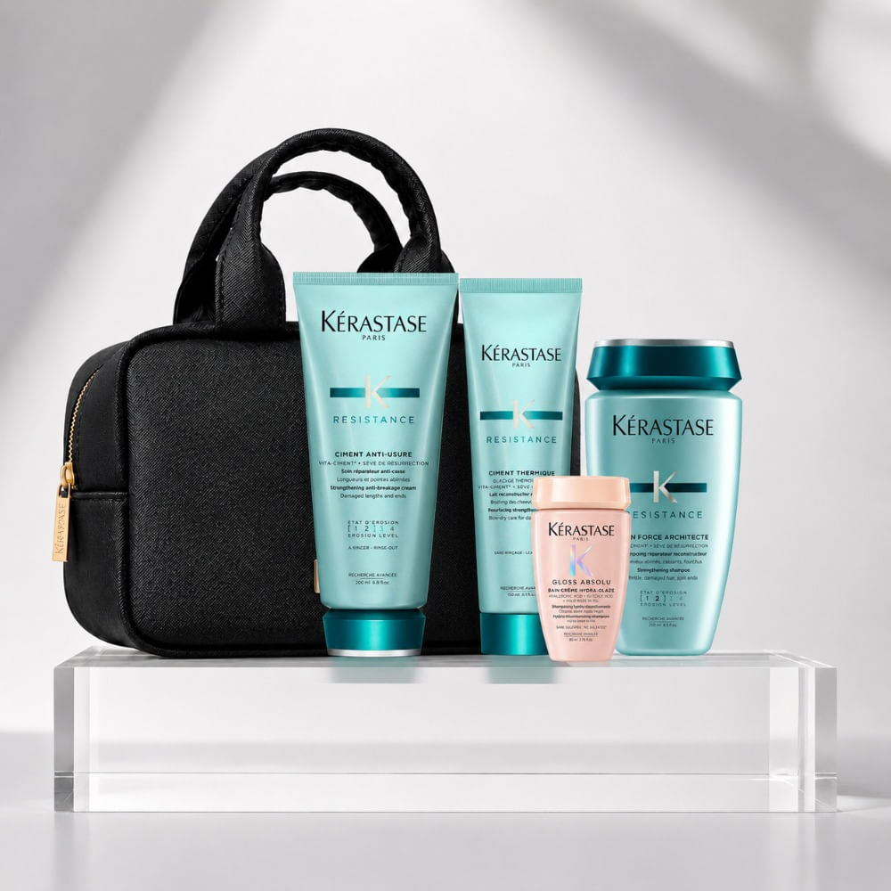 Kerastase resistance pack shampoo 250ml acondicionador 200ml termoprotector 150ml travel size