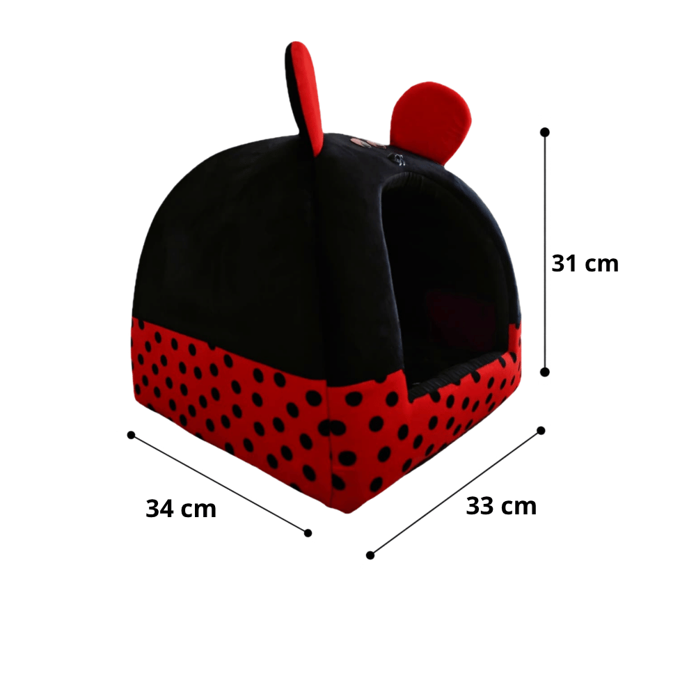 Cama Iglú Mickey Mouse Para Perros y Gatos Talla M - Rojo con Negro