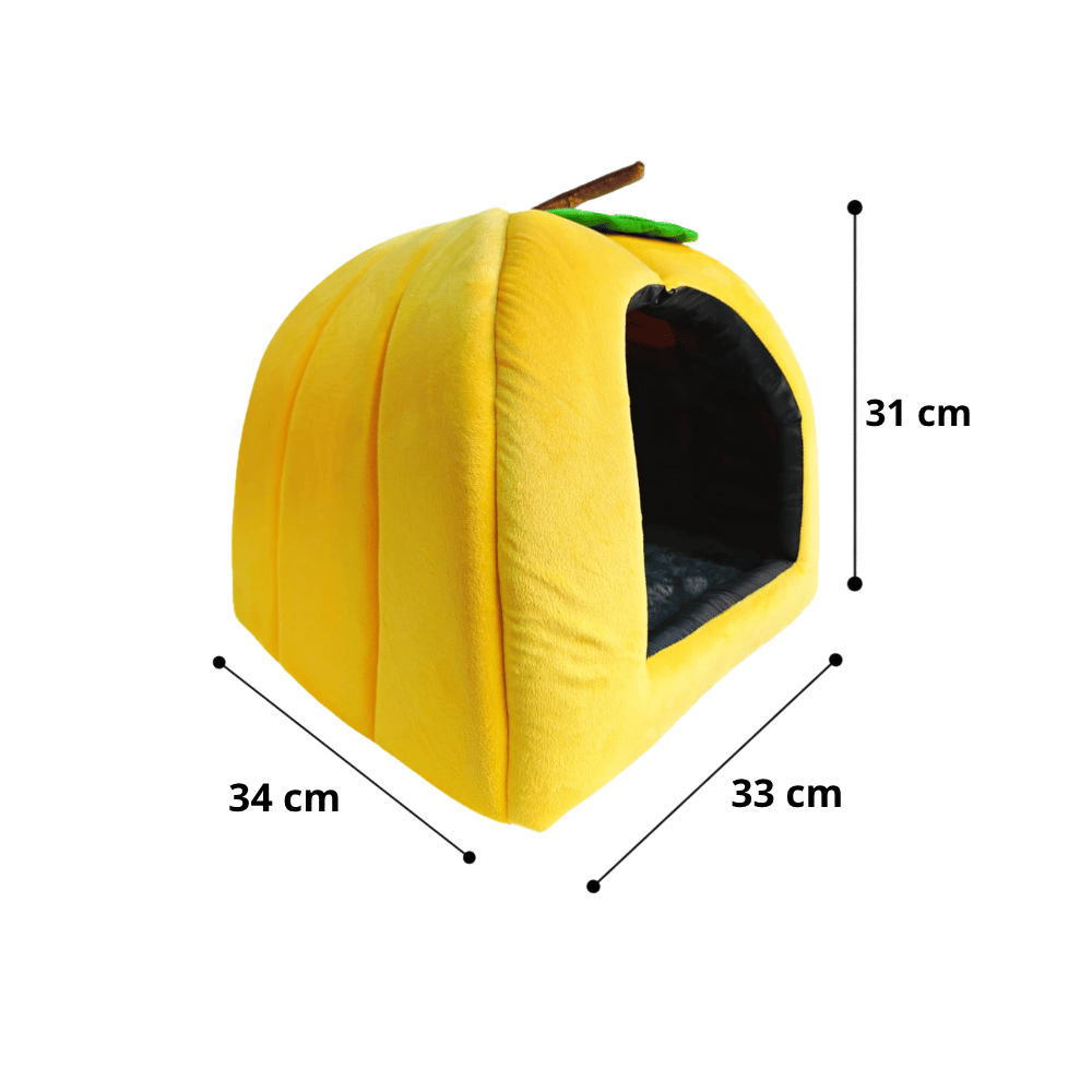 Cama Iglú Plátano Para Perros y Gatos Talla M - AMARILLO
