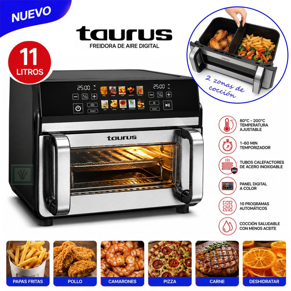 Freidora de Aire Taurus Double Air Fryer 11 Litros