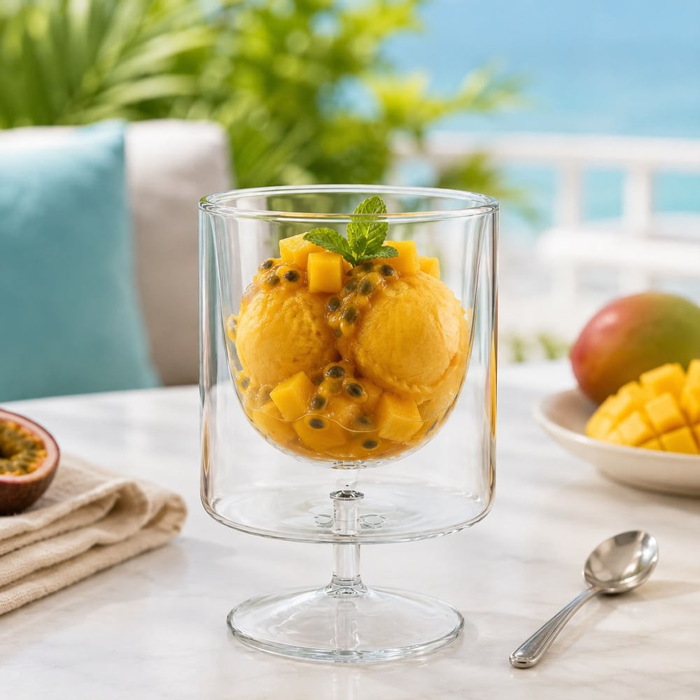6 Copas Doble Fondo de Vidrio Borosilicato 200 ml para Helados y Postres