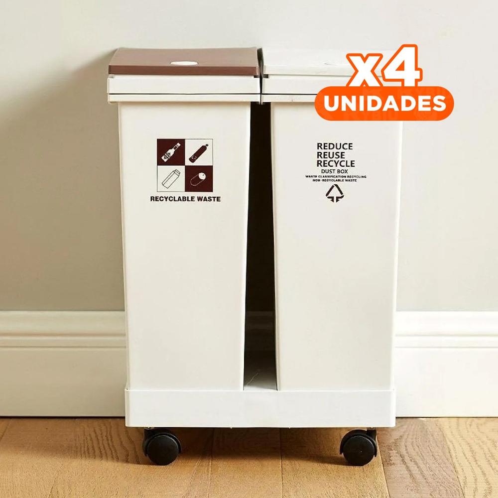 Pack4 Solucion Doble de Basura 40L para Cocina Ordenada y Hogar Y Papel Regalo