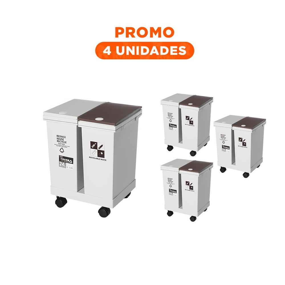 Pack4 Accesorio de Basura Doble 24L para Separacion de Residuos en Casa Y Regalo Sticker