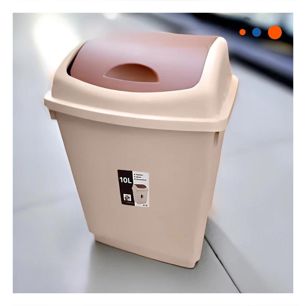 Recipiente de Basura Color Marron con Apertura Vaiven 10L Y notas